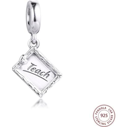 2020 Real 925 Sterling Silver Chalkboard Dangle Charms Fits Original Pandora Bracelet Metal Beads for Jewelry Making bijoux