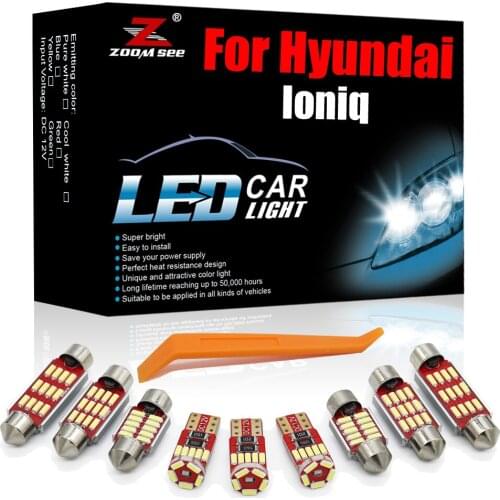 Luxury White Canbus LED Interior Kit 12pcs For Hyundai Ioniq Electric Hybrid EV (2016-2020) Vehicle Lamp Dome Map Trunk Light