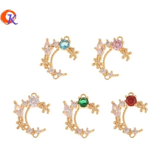 Cordial Design 20Pcs 14*18MM Jewelry Accessories/CZ Earring Connector/Genuine Gold Plating/DIY Making/Hand Made/Earring Findings