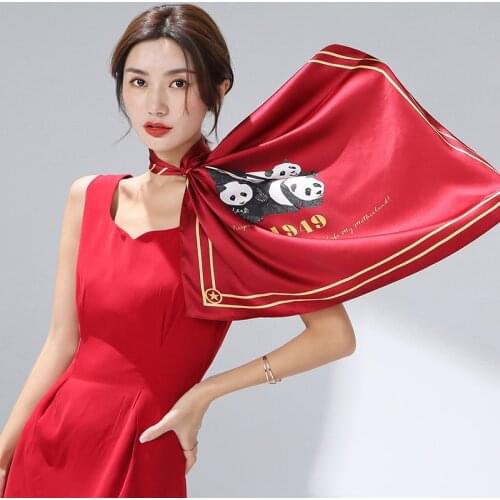 Shanghai story peoples daily joint name silk small square scarves red silk scarves spring and autumn new gifts
