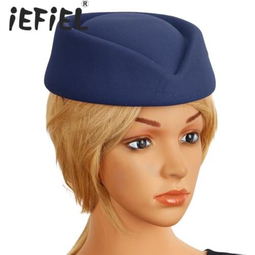 Women Girls Stewardess Air Hostesses Hat Millinery Teardrop Fascinator Base Cap for Roleplay Cosplay Party Costume Accessories