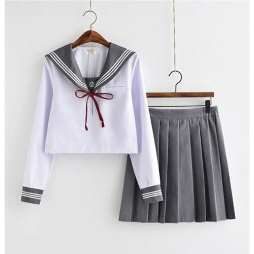Sailor Suit Jk School Uniform Cute Girl Dress Jpanese Kawaii Exquisite Embroidery Preppy Suit Short Long Sleeve Top + Skirt