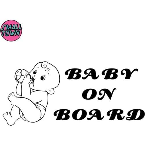 Small Town 16X7.2CM BABY ON BOARD Warning Whole Body Decoration Fashion Cartoon Vinyl Car Sticker C25-0164