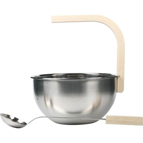 Sauna Bucket And Ladle Bathroom Natural Stainless Steel Bucket Sauna SPA Bath