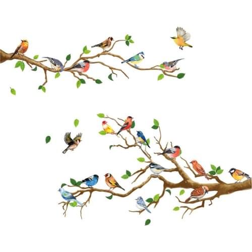 Chinese Style Vintage Bird Sticker Living Room Sofa Wall Decor Birds Branches Wall Stickers Art 3D Tree Branch For Bedroom