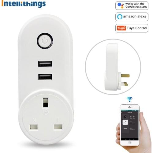 WiFi Smart Power Outlet Socket with USB Tuya Control Timer Function Support Alexa Google Home assistant UK AU US EU BR Option