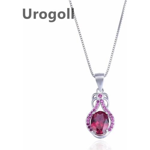 Fashion Women Pure 925 Sterling Silver Necklaces Zircon Pendant Necklaces Girl Chain Jewelry Accessory For Dress Up