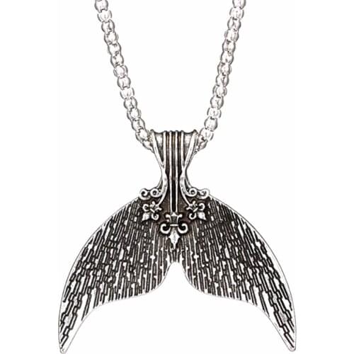 Vintage Bohemian Ethnic Mermaid Tail Pendant Necklace Stylish Long Sweater Sliver Chain Punk Jewelry Party Chic Gifts For Women