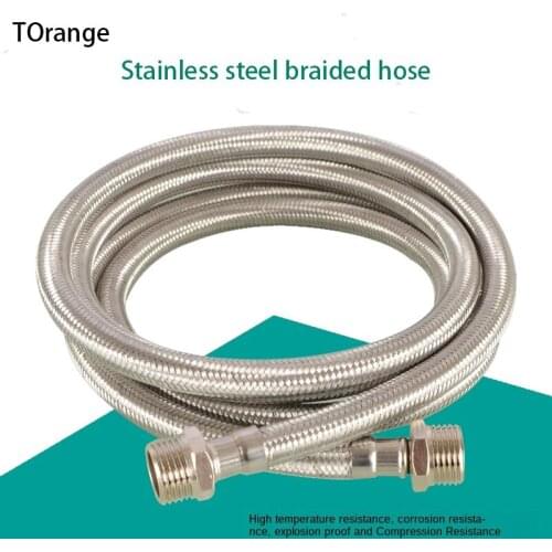1/2IN 304 stainless steel braided inlet hose faucet water heater cold and hot water supply pipe metal connection pipe
