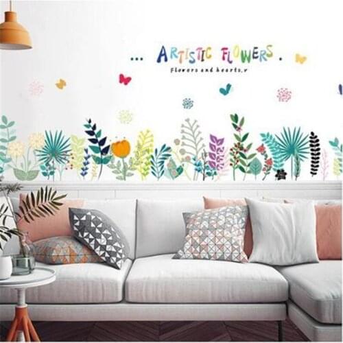 1PCS Artistic Flower Baseboard Wall Stickers For Livingroom Kindergarten Childrens Room Classroom Decoration 50*70CM