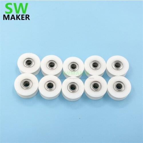 10pcs smooth TIMING BELT IDLER PULLEY+BEARING delrin POM H wheel 3/4/5 mm bore REPRAP DIY PRUSA 3D printer accessories