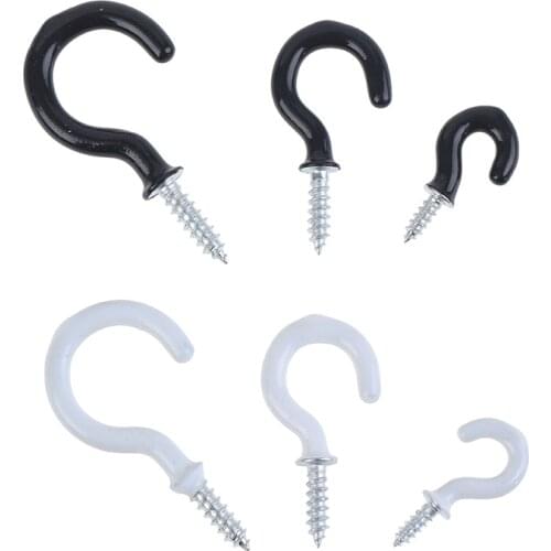 10Pcs Mug Shouldered Hanger Cup Hooks Heavy Duty Screw-In Ceiling Hooks Black/White