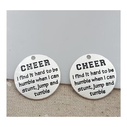 High Quality 20 Pieces/Lot Diameter 25mm Letter Engraved Cheer Charms Pendents