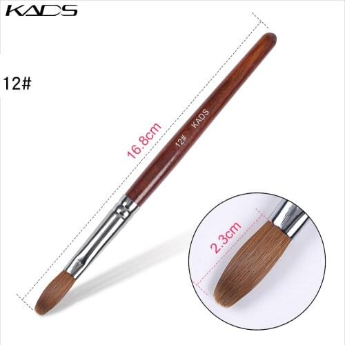 12# Kolinsky Sable Acrylic Nail Art Brush with Red Wood Handle Professional Manicure Crimped Pen for Gel Builder Brush