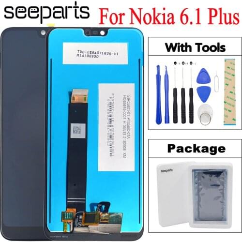 2018 New Black 100% Tested For Nokia X6 LCD DIsplay Touch Screen Digitizer Assembly Replacement For Nokia 6.1 Plus LCD Screen