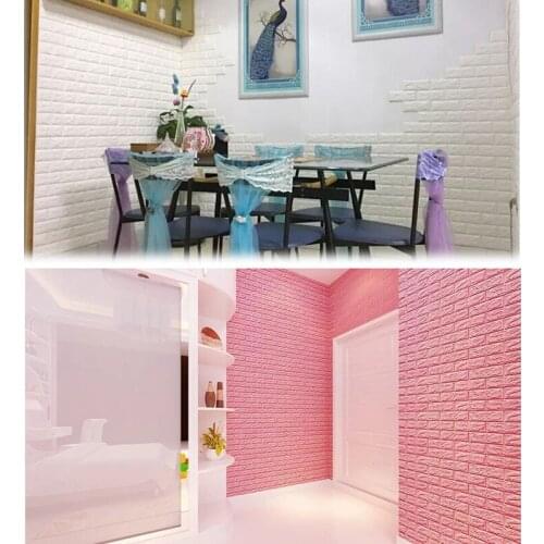 70*77 3D Brick Wall Sticker DIY Self-Adhesive Decor Foam Waterproof Covering Wallpaper For Kids Room Living Room Kitchen Sticker