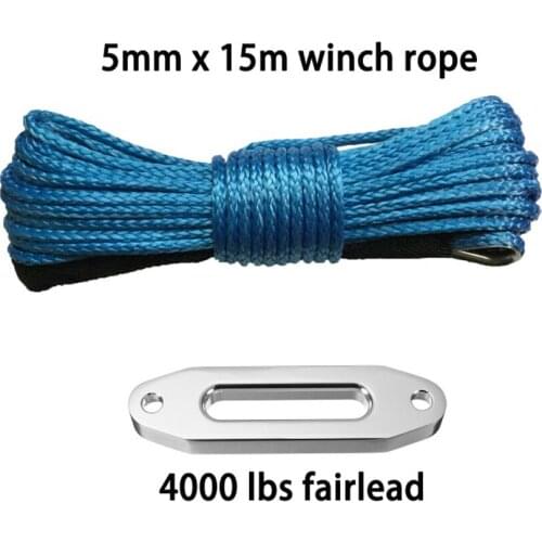 5mm*15m ATV winch line with 4000lbs fairlead, winch cable, winch rope for auto parts