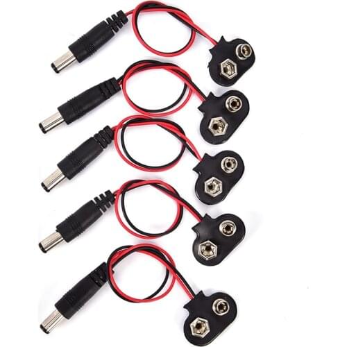 5Pcs 9 V Battery Buckle 6F22 Battery Holder Type T Cable Connector Line length 15CM DIY Tool Parts