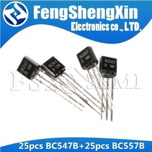 50pcs/lot 25pcs BC547+ 25pcs BC557 BC557B BC547B TO-92 transistor
