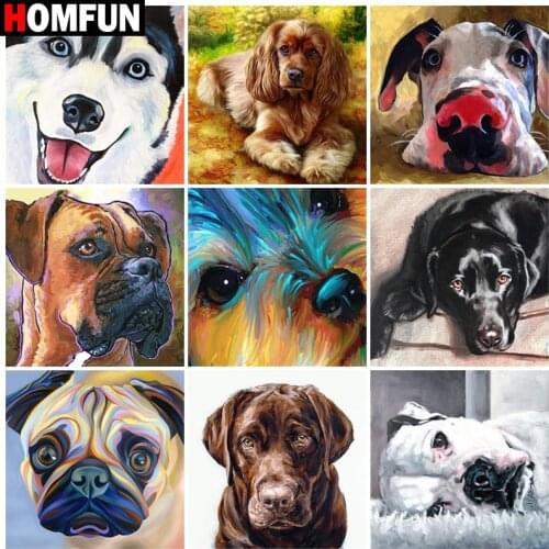 HOMFUN Full Square/Round Drill 5D DIY Diamond Painting "Dog cartoon animal" 3D Embroidery Cross Stitch 5D Home Decor Gift