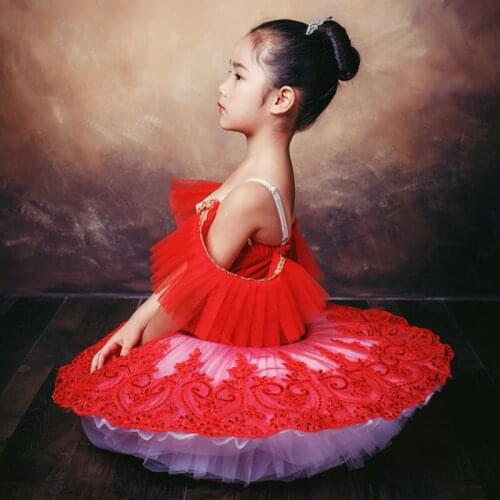 New Pancake Tutu Ballet Costume for Children Red Swan Lake Performance Ballet Training Fair Costume Girl A dance Outfit