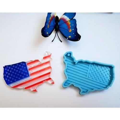 Shiny Glossy Silicone Resin Molds US Map Keychain Mold DIY Keychain Pendant Jewelry Epoxy Resin Crafting Molds