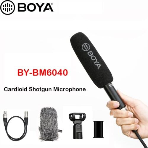 BOYA BY-BM6040 Microphone Cardioid Shotgun Condensador Microfone 60cm XLR Cable for Broadcast TV Location Shooting Documentaries
