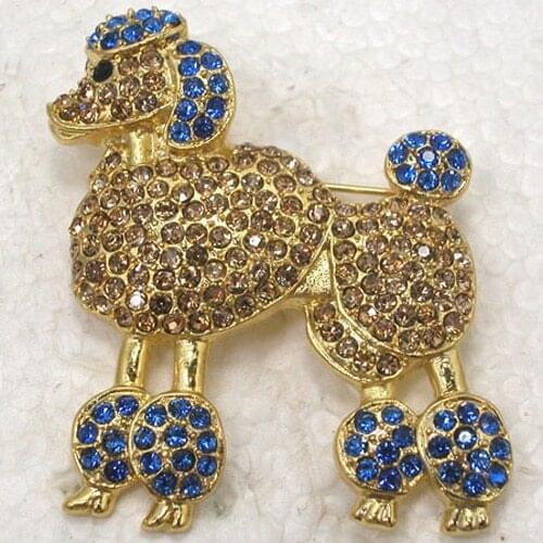 Rhinestone Poodle dog Pin brooches C297 GB2