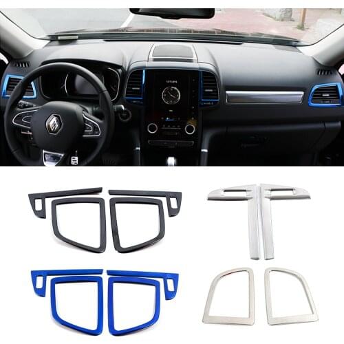 For Renault Koleos 2017-2020 Center Console Air Conditioning AC Outlet Vent Frame Cover Trim Stainless Steel For Samsung QM6