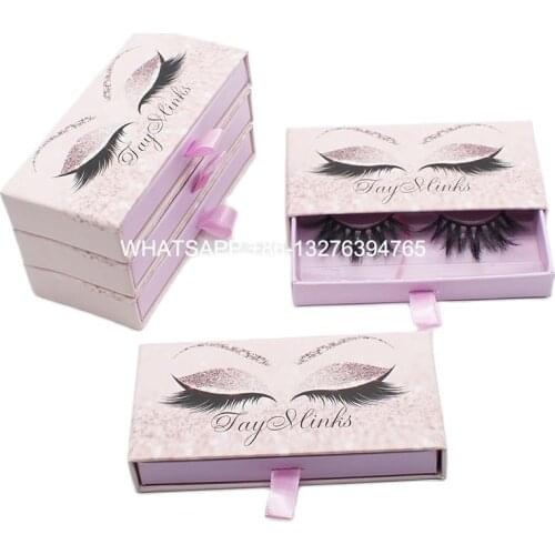 Sweet Pink Eyes Mink Lashes Case With Tray Custom Lashbox Packaging With Logo Slide Lash Boxes Real Mink Eyelashes Vendor