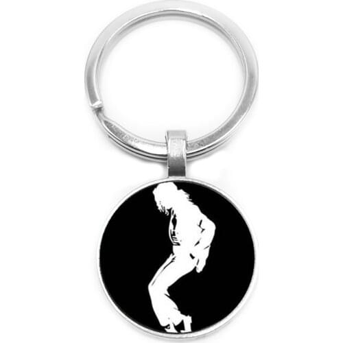 2019 Childrens Jewelry Pendant Cartoon Michael Jackson Logo Glass Cabochon Pendant Keychain Jewelry Gift