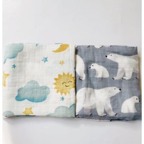 2Pcs /Pack 60*60CM Cotton Bamboo Baby Muslin Swaddle Blanket Wrap Feeding Burpy Towel Scraf Bibs Big Diaper