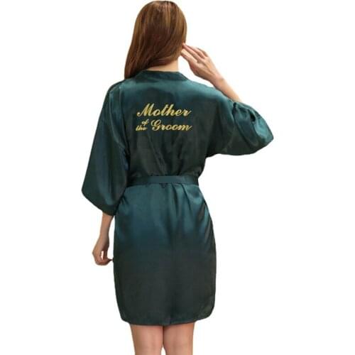 Women Print "Mother of the Groom"Kimono Robe Wedding Dressing Bathrobe Gown Sexy Cardigan Nightgown Sleepshirts Skirt Home Wear