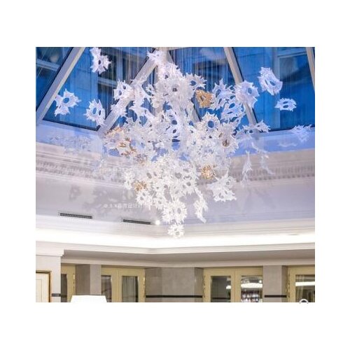 Hotel lobby crystal lighting project chandelier villa sales sand table lobby maple leaf art creative custom lamps