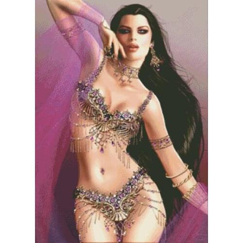 Indian beauty cross stitch package girl 18ct 14ct 11ct cloth cotton thread embroidery DIY handmade needlework