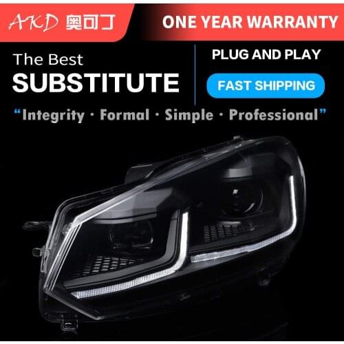 2 PCS Car Lights Parts For VW Golf 6 MK6 jetta R20 Black Samurai Style Head lamps LED Headlight LED Dual Projector FACELIFT