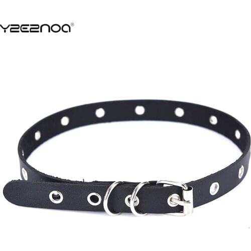 2 Styles Punk PU Leather Lock Key Heart Round Spike Rivet Collar Studded Choker Necklace Birthday Party Gift Chocker Jewelry