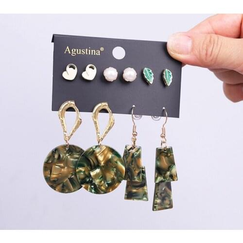 BLUE BEANS acrylic set earrings fashion jewelry drop earrings women long stud earrings set geometry earring boho lovely girl cc