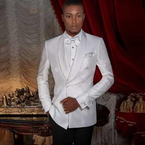 Italian White Men Suits for Wedding Costume Homme Best Man Blazer Shawl Lapel Terno Masculino 2Piece Coat Pants Bridegroom Suits