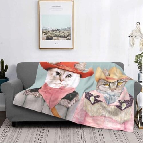 Cowboy Cat Blanket Fleece Summer Cute Funny Multifunction Ultra-Soft Throw Blankets for Sofa Outdoor Plush Thin Quilt