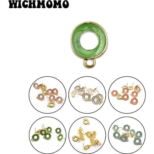 2020 New 16mm 6 Pieces High Quality Zinc Alloy Drip Oil Round Earring Base Connectors for DIY Earring Making Jewelry Accessories