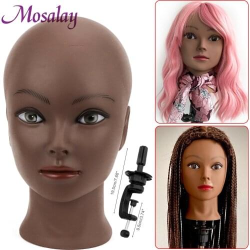 Mannequin Head Dolls Display Cosmetology Manikin Head Dolls Bald African Training Head Without Hair For Making Wig Hat Display