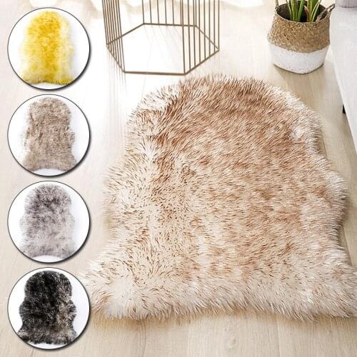 Soft Fur Artificial Sheepskin Rugs Carpet For Bedroom Living Room Skin Plush Carpet Plain Fluffy Seat Pad Washable Faux Mat