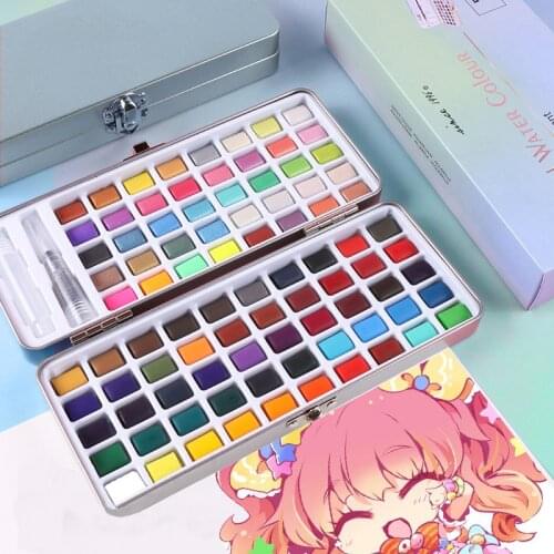 72/90/100Colors Solid Watercolor Painting Set Water Color Pearlescent Paint Brush Set for Beginner Painting Drawing Art Supplies