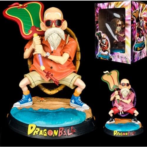 New 2021 Dragon Ball Super Action Figure Kame Sennin Anime Figurine Master Roshi Palm-leaf Fan Model Boxed Ornaments Gifts