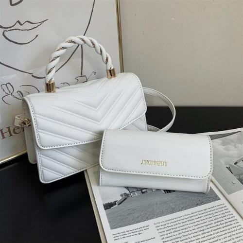 2021autumn New Fashion Ladies Luxury Hit Color Handbag Foreign Style Embroidered Thread Shoulder Bag Casual Simple Messenger Bag