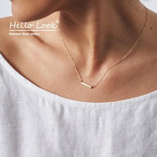 HelloLook Strip Pendant Necklace for Men Women Stainless Steel Clavicle Chain Chokers Minimalist Collar Necklace Jewelry Gift
