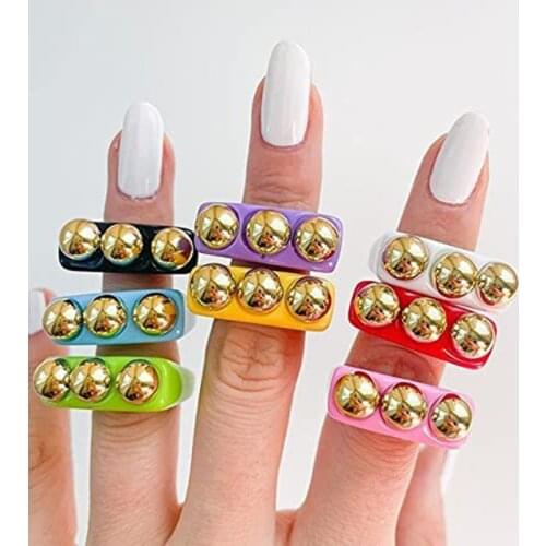 Y2K Style Thick Retro Resin Acrylic Ring Plastic Ring Childrens Ring Cute Colorful Candy Finger Ring Suitable for Women