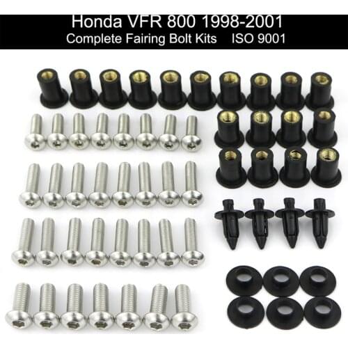 Fit For Honda VFR800 1998-2001 Motorcycle Complete Full Fairing Bolts Kit Stainless Steel Fairing Clips Nuts