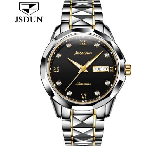 Luxury Men Watches Automatic Sapphire Black Watch Men JSDUN Japan Movement Waterproof Business Sport Mechanical Wristwatch 8813